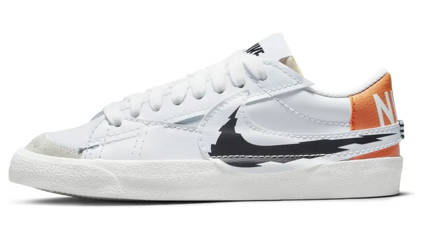 Nike Blazer Low 77 Jumbo Glitch Swoosh – “White / Orange / Black” (DV6484-100)