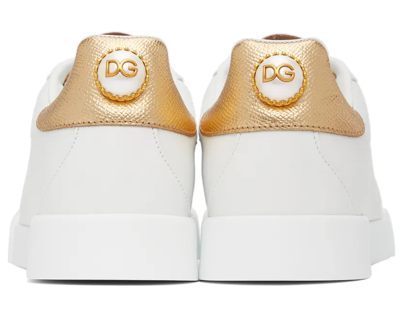 Dolce & Gabbana White & Gold Portofino Sneakers (CK1602 AN298) (4)