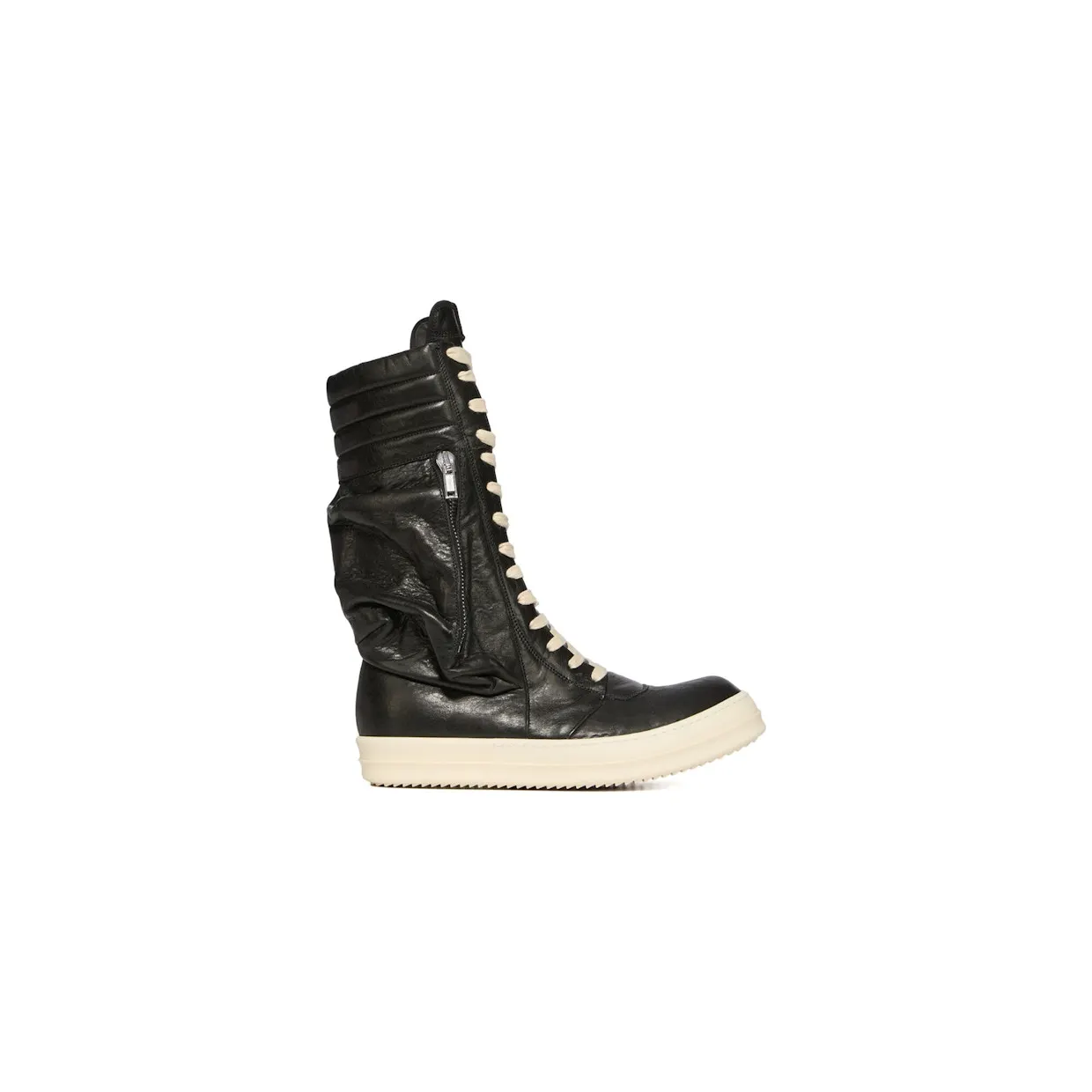 Rick Owens Cargo Geobasket Black Milk Tumbled Lamb Leather (RU01F2885-LBE-91)