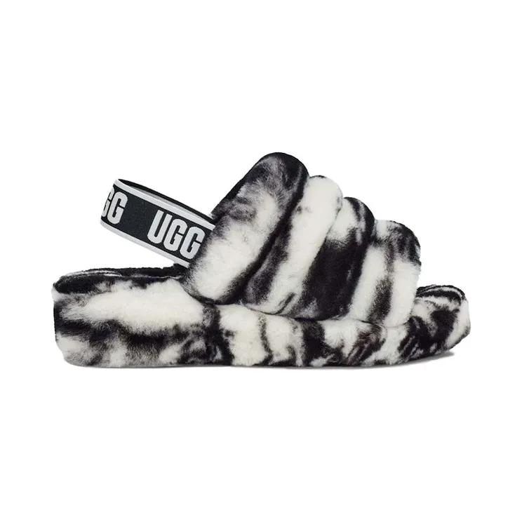 UGG Fluff Yeah Slide Marble Black White (1122554-BLK)