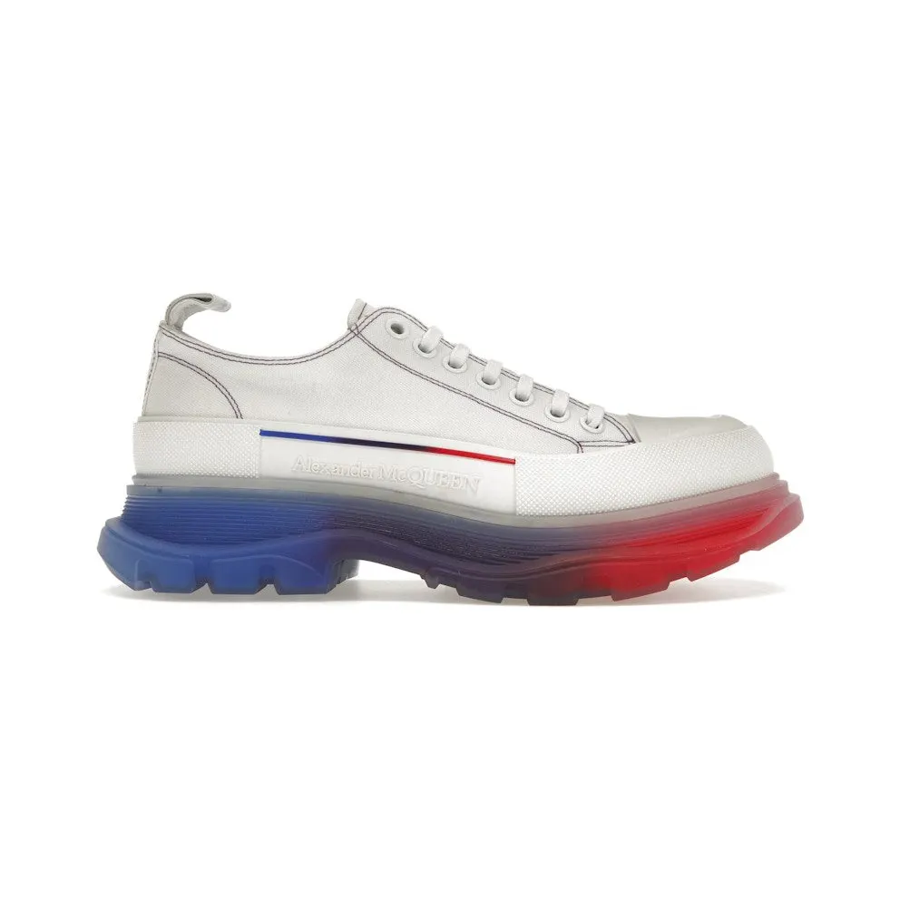 Alexander McQueen Tread Slick Low Lace Up Clear Sole White Off-White Bright Red (705660 W4TGE 8994)
