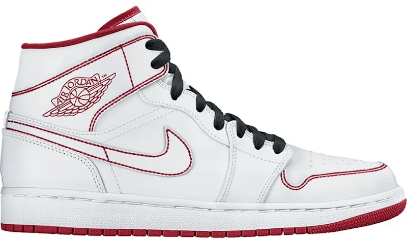 Jordan 1 Mid White Gym Red (554725-103)