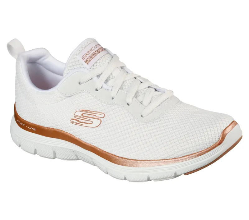 Skechers Flex Appeal 4.0 – Brilliant View – White / Roos Gold (149303 WTRG)