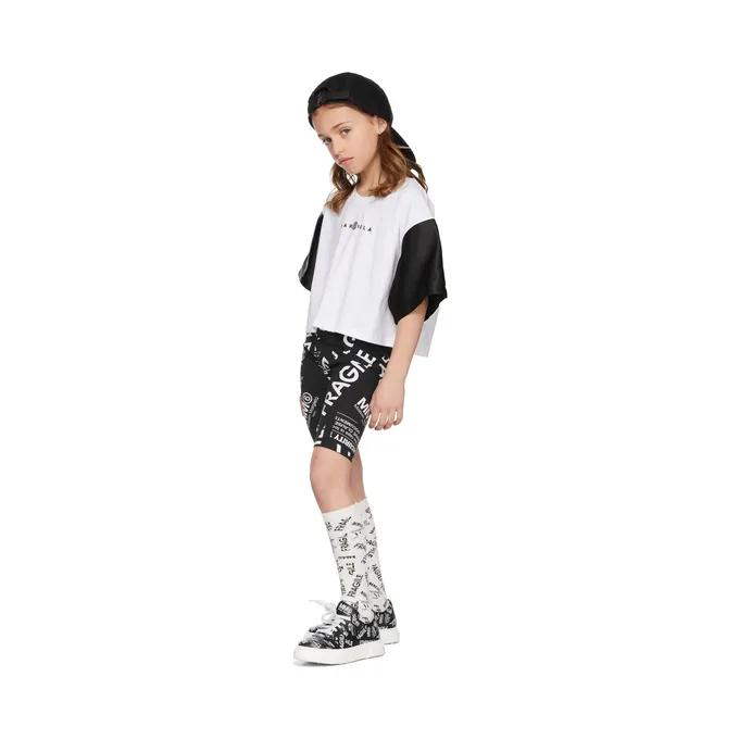 MM6 Maison Margiela Kids Black All Over Logo Sneakers (70338) (5)