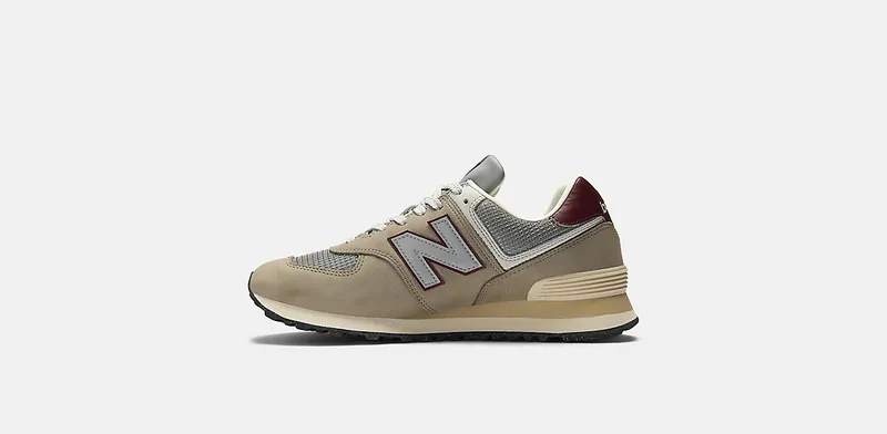 New Balance 574 “Arid Stone/Monarch Burgundy” (U574SKB)
