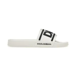Dolce & Gabbana Beachwear Sliders DG Logo White Black (CS2072AQ85889697)