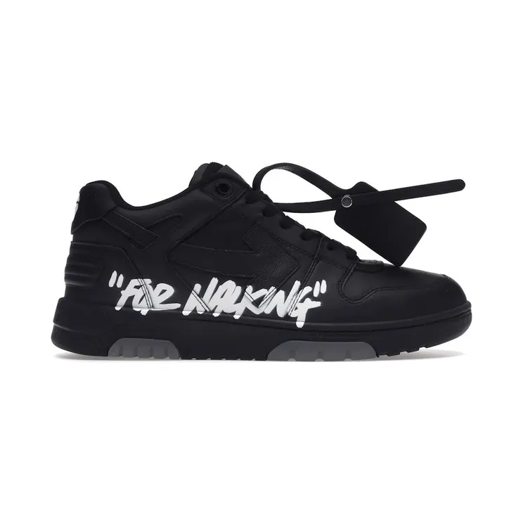 OFF-WHITE Out Of Office OOO “For Walking” Low Tops Black White (OMIA189C99LEA0021001)