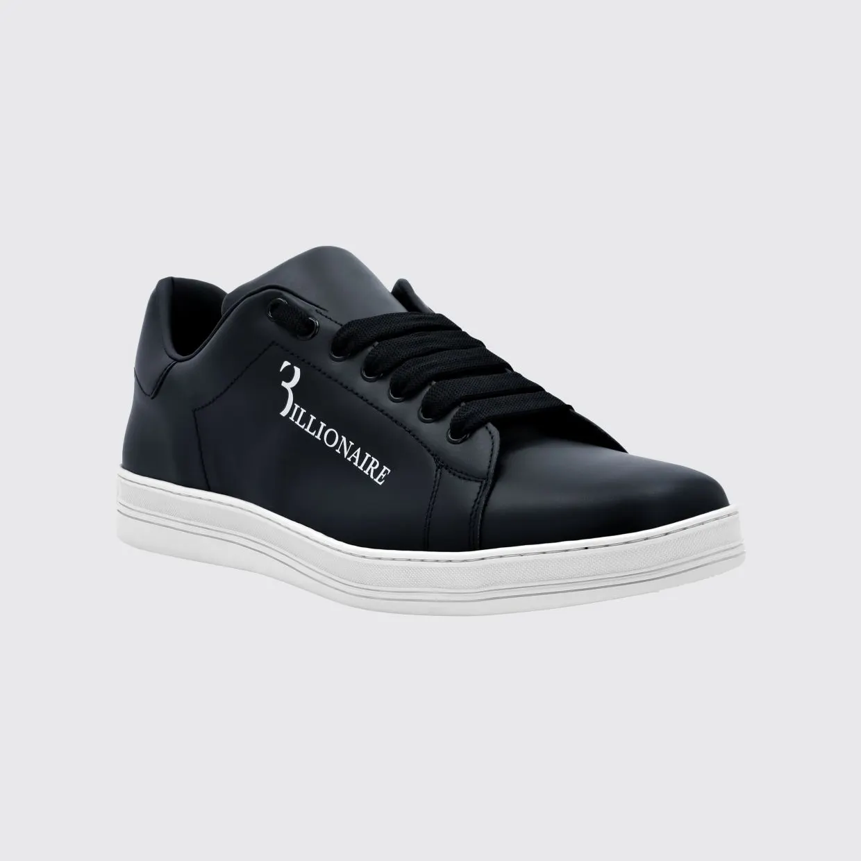 Billionaire Smooth Leather Low-Top Sneakers with Printed Logo and Padded Ankle Blue (RABSMSC3792BLE029N24)