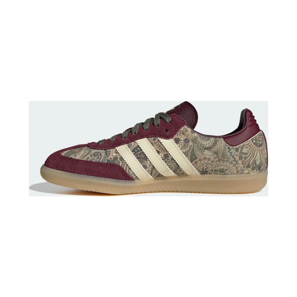 Adidas SAMBA OG X LIBERTY LONDON Shoes Maroon / Warm Vanilla / Olive Strata (KH9802)