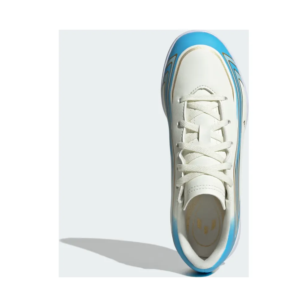 adidas F50 Messi Club Indoor Football Shoes Kids “Ivory / Semi Blue Burst / Icey Blue” (KK1379)