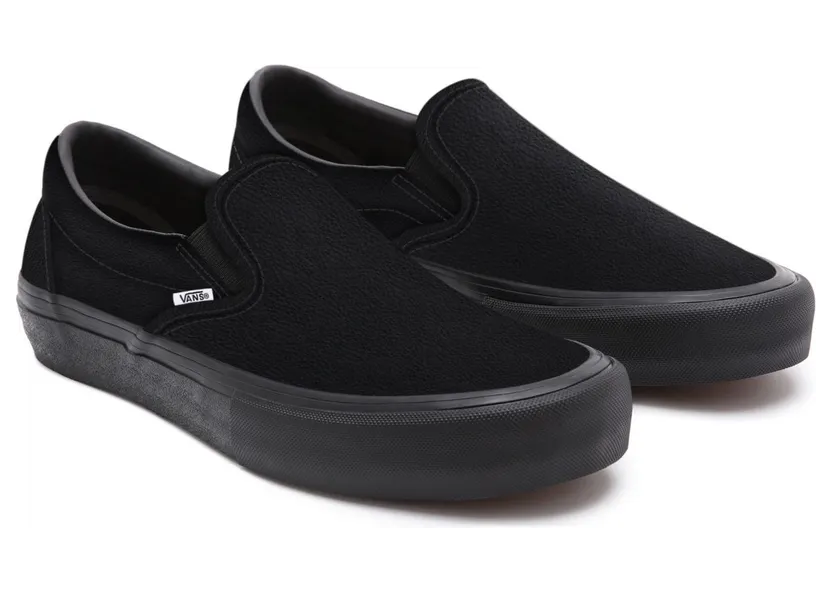 VANS Gepersonaliseerde Total Black Leather Slip-on Zwart (VN0A3CST080)