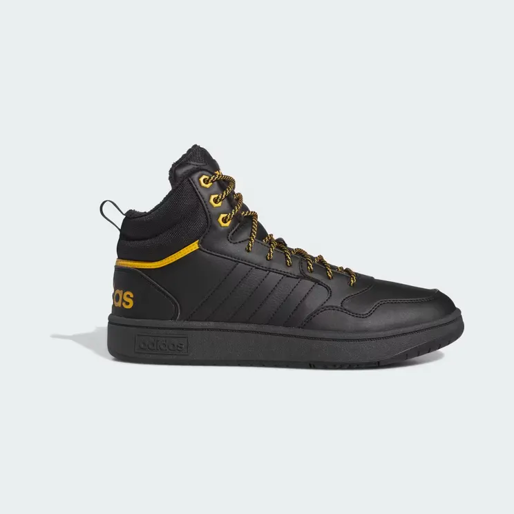 adidas Hoops 3.0 Mid Lifestyle Basketball Classic Fur Lining Winterized “Core Black / Core Black / Preloved Yellow” (IG7928)
