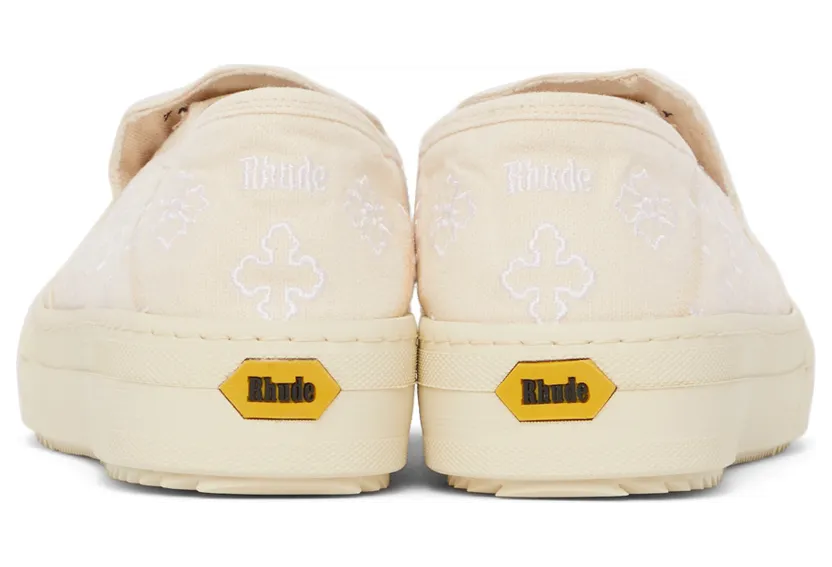 Rhude Beige Embroidered Slip-On Sneakers (RHFW21FO22040377) (4)