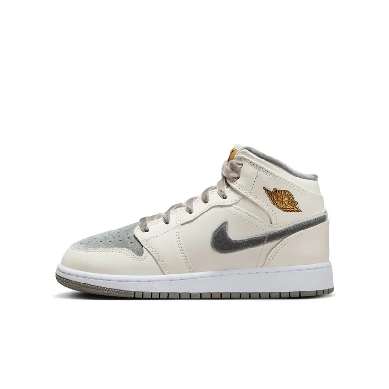 Nike Air Jordan 1 Mid SE Grey Velvet Toe (GS) (FB9899-100)