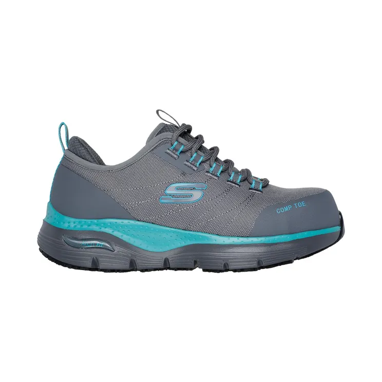 Skechers Work Slip-Resistant: Arch Fit “Ebinal Grey / Aqua” (108075ECGYAQ)