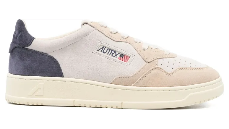 Autry Medalist Panelled Lace-up “Neutrals/Blue” (AULM TS29)