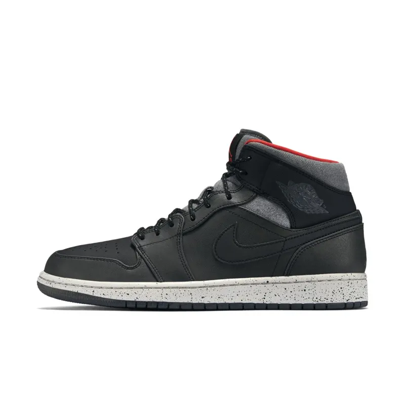 Jordan 1 Mid Holiday (2015) Black/Dark Grey-Light Bone-Infrared 23 (811124-035)