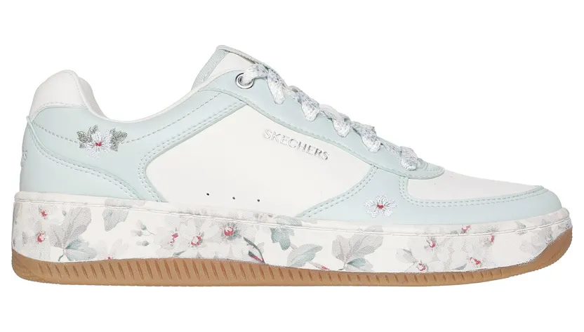 Skechers Sport Court 2.0 – Floral Frenzy Sneaker Wit/Munt
