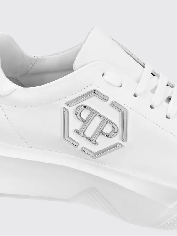 Philipp plein Smooth Leather Low-Top Sneakers with Monogram and Hexagon Logo White (UABSUSC0348PLE075N01) (2)