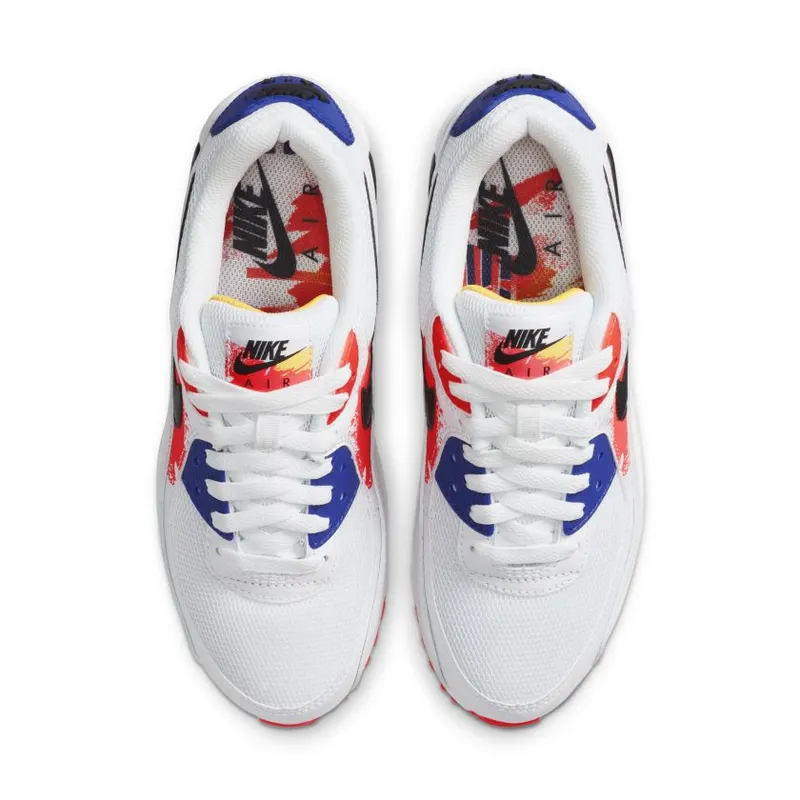 Nike Air Max 90 Brushstroke Pack (W) White/Black-Hyper Royal-Bright Crimson (CZ7937-100)