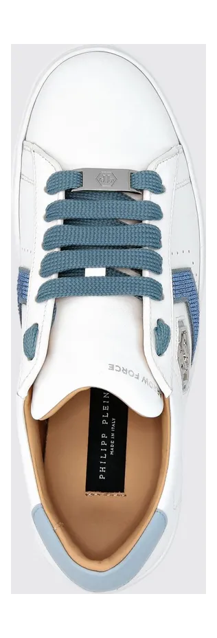 Philipp plein Low-Top Leather Sneakers with Monogram and Hexagon Logo Turquoise (AADSUSC0678PLE075N07) (3)