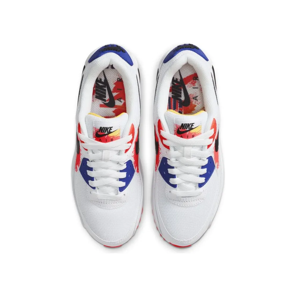 Nike Air Max 90 Brushstroke Pack (W) White/Black-Hyper Royal-Bright Crimson (CZ7937-100)