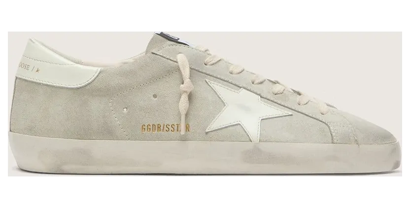 Golden Goose Women’S Super-Star In Light Gray Suede With White Leather Star (GWF00101.F008924.60727)