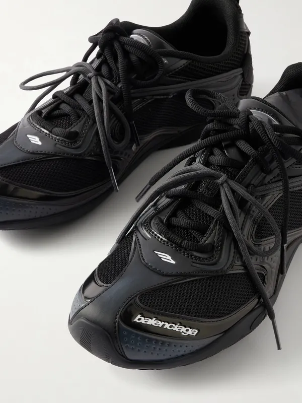 Balenciaga Radar Leather-Trimmed Mesh Black (865703WSTEO)