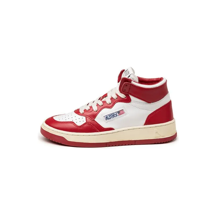 Autry Medalist Mid W Leat / Leat White / Red (AUMWWB02)