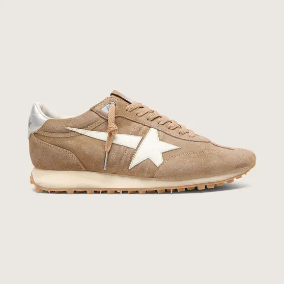 Golden Goose Men’S Marathon In Tobacco Suede With White Star (GMF01071.F008445.55777)
