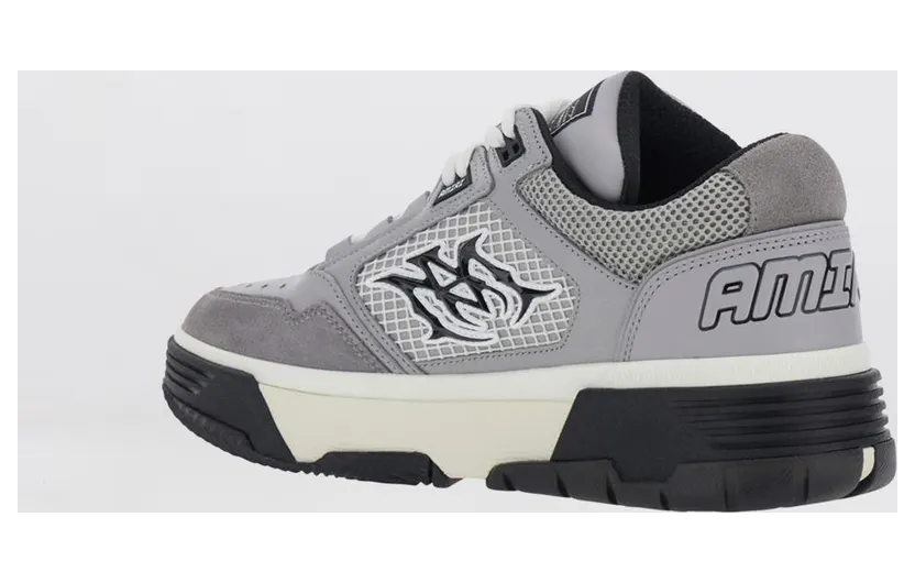Amiri MA-94 Leather and Mesh Sneakers with Monogram and Suede Details Grey (AMSNSN1088030) (2)