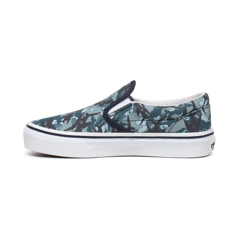 VANS Animal Camo Classic Slip-on Kids’ Shoes (Blue)