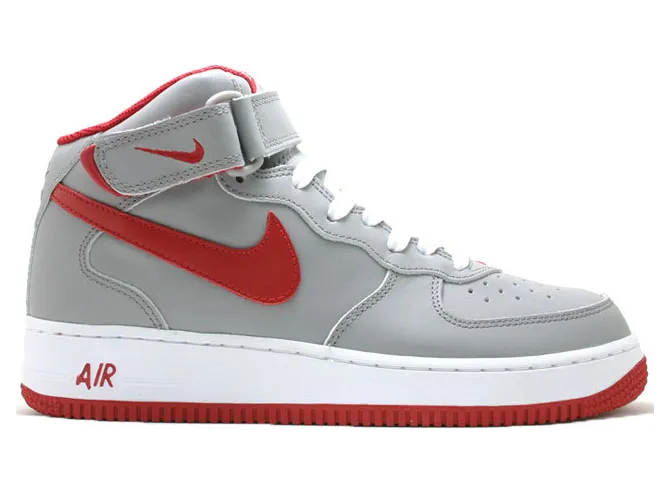 Nike Air Force 1 Mid Grey Varsity Red (306352-061)