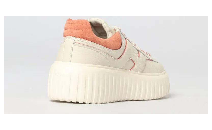 Hogan H-Stripes Hammered Leather Sneakers Orange (HXW6450FE93UXI0FE5) (2)