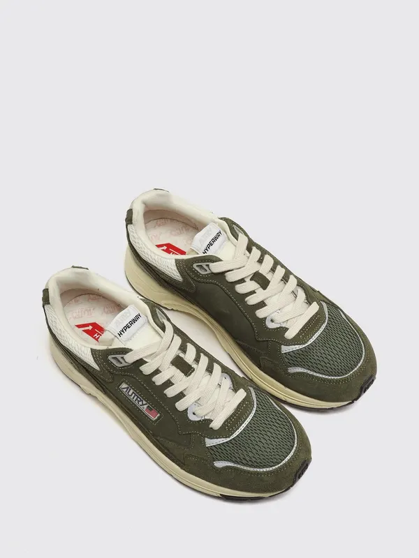 Autry Hyperway Bicolour Leather and Mesh Low-Top Green (HYLMUM24)