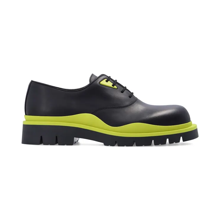 Bottega Veneta Tire Lace Up Leather Shoe Black Kiwi (667073VBS501325)