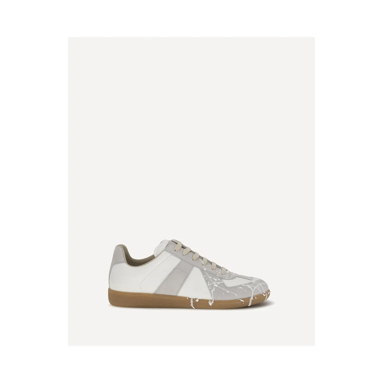 Maison Margiela Replica paint-splattered calfskin and suede sneakers, black S57WS0517P7799/T_MARGI-H6851_600-41.5
