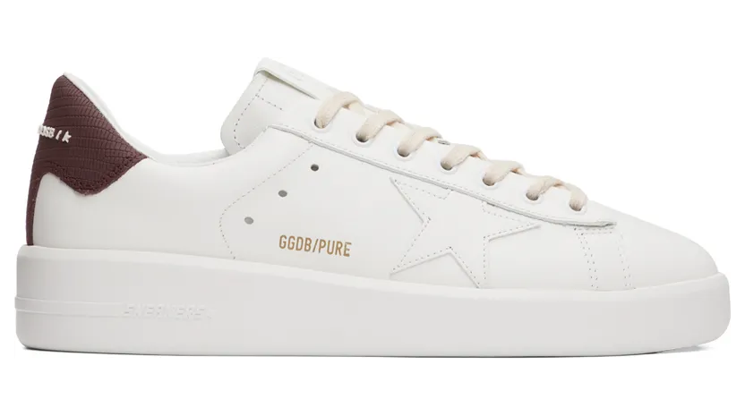 Golden Goose White & Burgundy Purestar Sneakers (GMF00197.F003251.10360)
