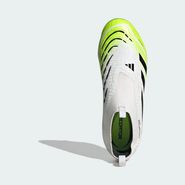 adidas Predator Elite Laceless Firm Ground Boots Kids “Cloud White / Core Black / Lucid Lemon” (JP9912)