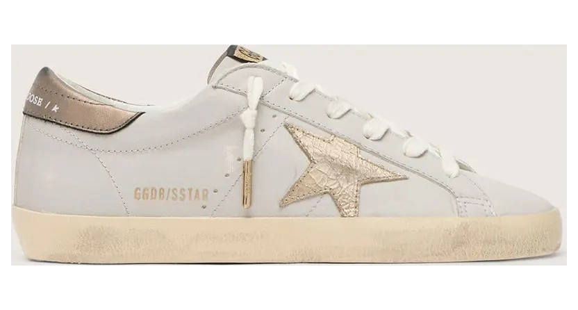 Golden Goose Super-Star With Crackle Leather Star And Metallic Foiled Leather Heel Tab (GWF00101.F007596.12287)