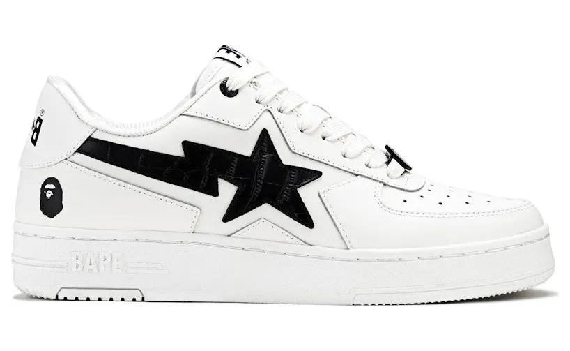 A Bathing Ape Sta Icon #1 White Black Croc (1L30-191-306-BLK)