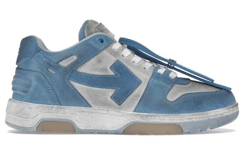 OFF-WHITE OOO Low Out Of Office Suede White Light Blue (OMIA189S22LEA0080140)