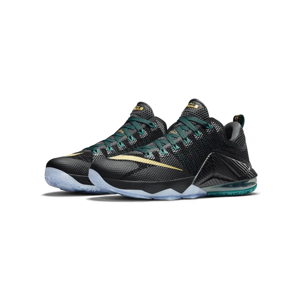 Nike LeBron 12 Low SVSM Black/Metallic Gold-Anthracite-Radiant Emerald (724557-070)