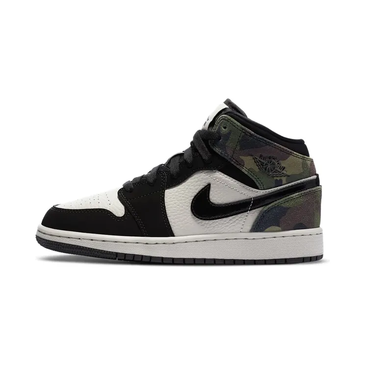 Air Jordan 1 Mid SE GS ‘Camo’ Light Bone/Black (CW5550-001)