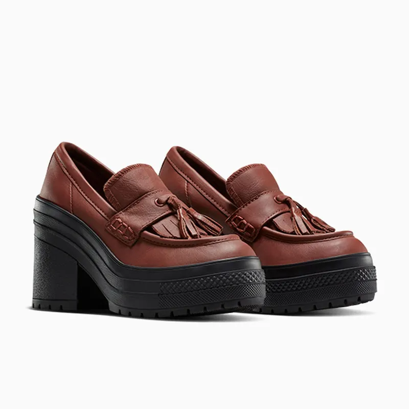 Converse Chuck 70 De Luxe Heel Loafer Platform Leather Dark Roast/Dark Roast/Black (A14715C)
