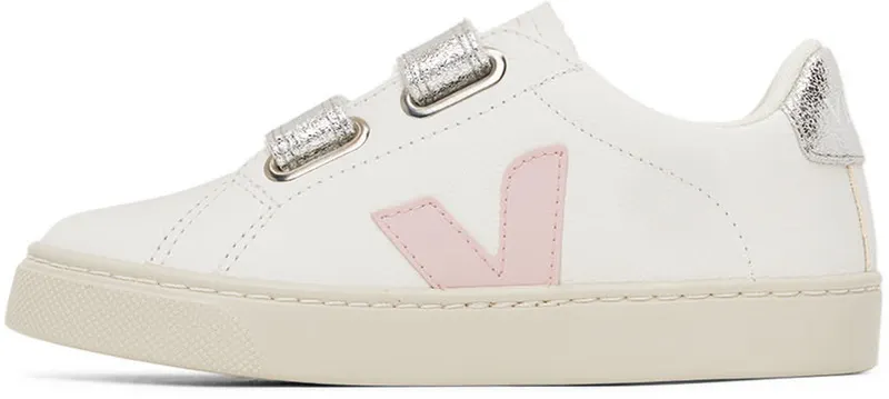VEJA Kids White & Silver Leather Esplar (SV0502529C)