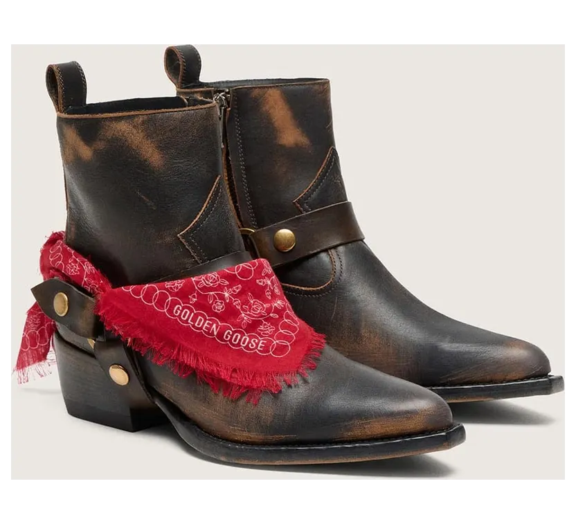 Golden Goose Debbie Boots In Black Leather With Removable Buckle And Bandana (GWF00545.F008800.90541) (2)