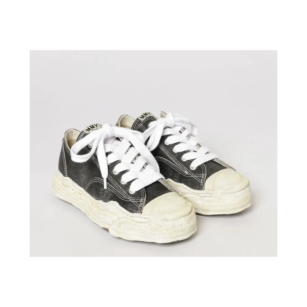 Maison Mihara Yasuhiro Hank OG Grained Leather Sneakers with Distressed Effect Black (A16FW734BLACK)