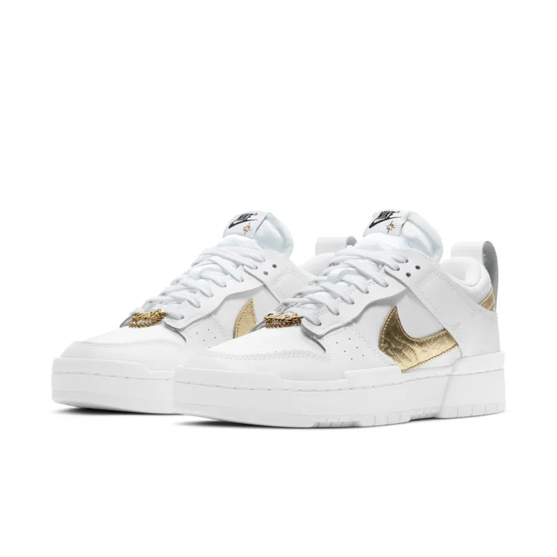 Nike Dunk Low Disrupt White Metallic Gold (W) White/White-Metallic Gold (DD9676-100)