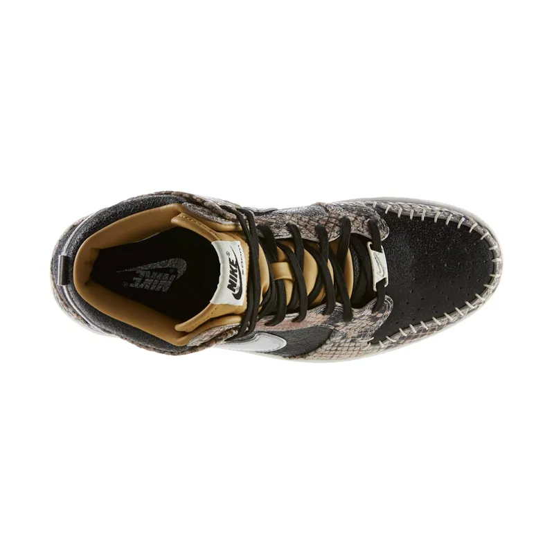 Nike Dunk High CMFT Snakeskin Black/Metallic Silver-Sail (716714-001)